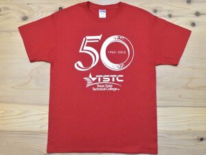 レアUSA古着 TSTC テキサス州立工科大学 50周年 Tシャツ sizeL 赤 レッド カレッジ ロゴ アメリカ アメカジ JERZEES