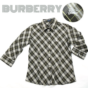 BURBERRY# hose Mark embroidery 7 minute sleeve check shirt long sleeve lady's M Burberry tops 