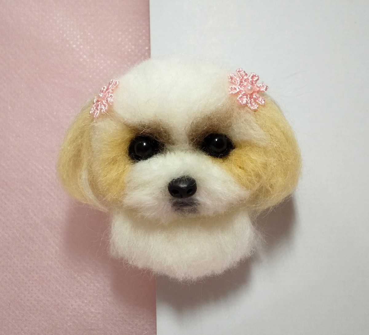 Wool felt Shih Tzu brooch dog miniature handmade accessory, toy, game, stuffed toy, Wool felt