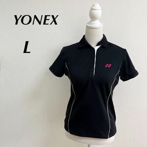 美品　YONEX ヨネックス ゲームシャツ Lサイズ ブラック　黒　ドット柄　テニスウェア　バドミントン　ベリークール　半袖　刺繍ロゴ