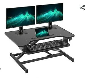 ②[ outlet ]PC desk computer desk black Stand Up desk going up and down type 