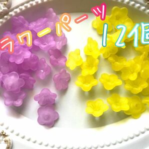 チャーム パーツ ハンドメイド 花 花びら 花弁 カラフル 穴あり ビーズキャップ 2色 花座 5弁 ビビット 