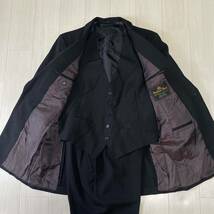 メンズスーツ スーツ スリーピース セットアップ 黒 ブラック フォーマル ブラックフォーマル ウール ウール100％_画像3