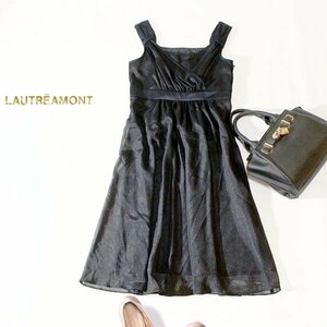 ☆☆ 美品 LAUTREAMONT BLACK ロートレアモン ☆☆ 綺麗め 艶生地 フォーマルワンピース 1号 S 春 夏 23B08