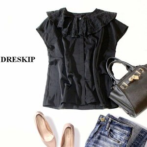 ☆☆ 美品 DRESKIP ドレスキップ ☆☆ 可愛いレースカラー とろみ デザインブラウス M 春 夏 23A09