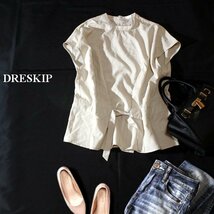 ☆☆ 美品 DRESKIP ドレスキップ ☆☆ 可愛い フレンチスリーブ リボン カットソー 大きいサイズ LL 春 夏 23A09_画像1