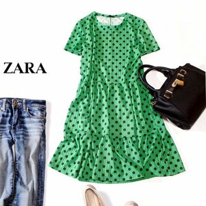 ☆☆ 美品 ザラ ZARA ☆☆ 可愛いドット柄 ストレッチ ワンピース S 春 夏 23A09