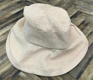 良品　le chapeau des quatre saisons　キャトル セゾン ド セツコ　リネンキャップ　バケットハット　57.5cm　日本製　私の部屋 リビング