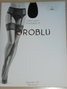 OROBLUo Lobb ru garter stockings wide width race Secret 15 L BLACK France 