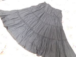 z59 iiMK 4 step gya The - frill. wide ... exist black skirt size 38 lady's 