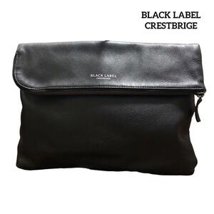 BLACK LABEL CRESTBRIGE ブラックレーベルクレストブリッジ クラッチバッグ レザー ブラック メンズ