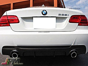 P STYLE カーボン リアディフューザースポイラーJPM 07-13 BMW E92/E93 328i 335i Mスポ 左右2本出