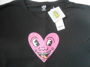 キースヘリング　Tシャツ UNIQLO × Keith Haring　1,500円タグ付　ユニクロ　ピンクハート　Lサイズ　