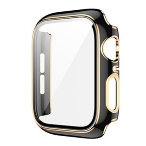 【アップルウォッチカバー/ブラック×ゴールド/44mm用】フルカバーケース 1個 Apple Watch 全面保護 耐衝撃 Series5 Series4 Series6 SEの画像1