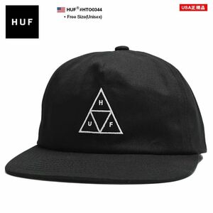 HUF ハフ キャップ 黒 帽子 cap フラットバイザー スナップバックキャップ 刺繍 トリプルトライアングル ストリート系