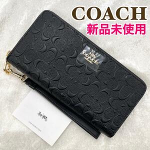 【新品】コーチ 財布 C7360 長財布 ブラック　レザー COACH