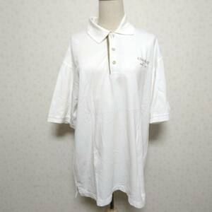 394 良品 CONRAD コンラッド ポロシャツ ホワイト系 胸ロゴ入 Mサイズ サイドスリット 3ボタン カジュアル レジャー 清涼 夏 USED メンズ 