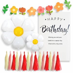 誕生日 風船 パーティー バースデーバルーン 花 飾り タペストリー付 フラワー