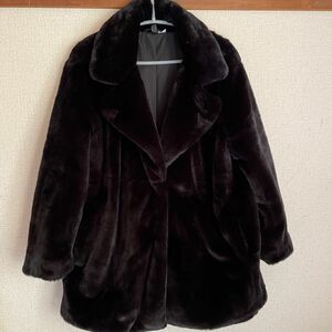 H&M コート フェイクファー Lサイズ 黒 ブラック