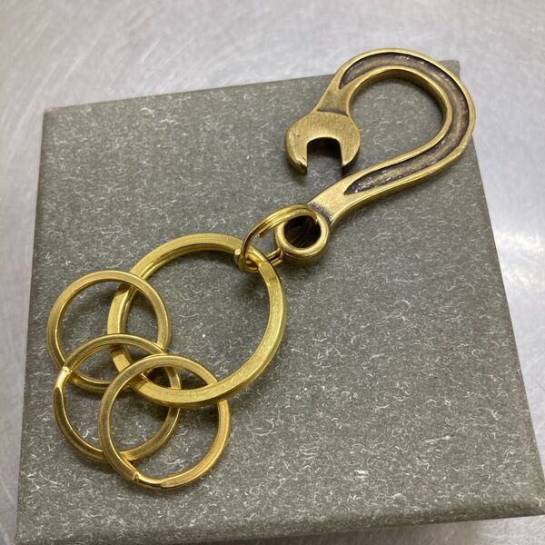 真鍮製カラビナ レンチフック キーリング キーフック ブラス