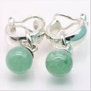  beautiful goods Tiffany green natural stone ball ne flight .. jade earrings charm silver 925 hoop Tiffany & Co.