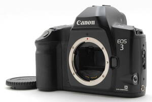 Canon EOS-3 ボディ フィルム一眼レフカメラ 動作も写りもOKです。新品時のマット感あり、かなりキレイです。ボディキャップ付きです。