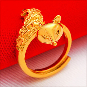 [RING] 24K Gold Plated ゴールデン フォックス 黄金の狐 キツネ デザイン アジャスタブル フリーサイズ リング 【送料無料】