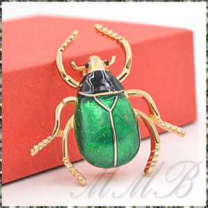 [BROOCH] Gold Plated Enamel Green Beetle ビューティフル エナメル彩色 ゴールド コガネムシ カナブン ブローチ 【送料無料】