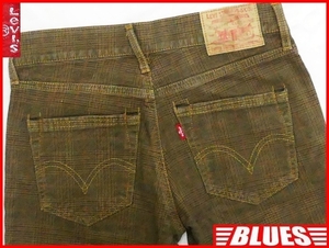 即決★リーバイスSC305★W28 チェックパンツ Levis メンズ 茶 ブラウン スリム スキニー テーパード ローライズ 検索:ジーンズ デニム