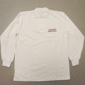  made in Japan [HONDA] Honda * polo-shirt with long sleeves ( white white ) old clothes * L size *b
