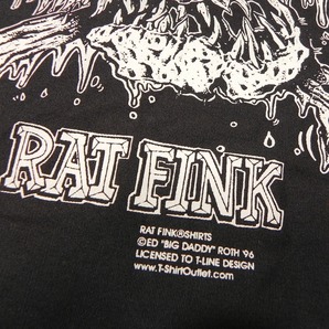 希少 90s ビンテージ USA製 RED KAP ワークシャツ S ★ RAT FINK ラットフィンク ★ 黒 ブラック 古着 ★aの画像2