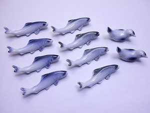 ★昭和 レトロ 箸置き 10個まとめ 魚 鳥★ F355 有田焼かな？