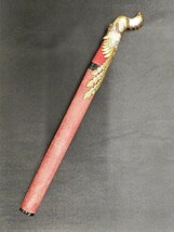 短刀拵　剣形　鳳の図　銅装具　全長約45CM　本鮫皮　木製柄　木剣　刀剣美術_画像5