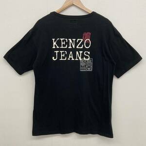 90s KENZO JEANS ロゴ Tシャツ ブラック 黒 Fサイズ ケンゾージーンズ 半袖 カットソー Tee オールド 古着 高田賢三 archive 3060476