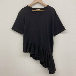 80s COMME des GARCONS アシンメトリー 裾 フリル 半袖 カットソー ブラック Mサイズ コムデギャルソン Tシャツ VINTAGE archive 2090240