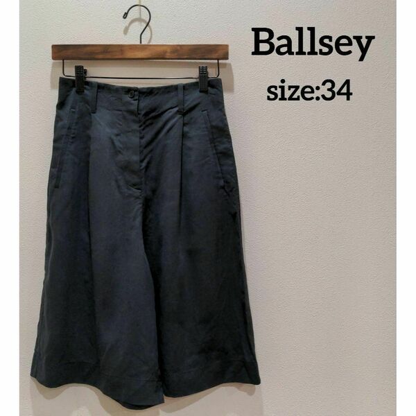 Ballsey ボールジィ タック ハーフパンツ 墨黒 レディース 34 無地