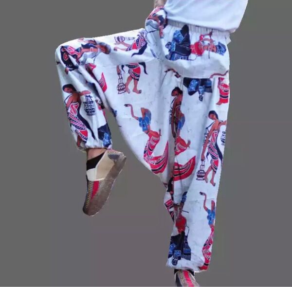 新品 サルエルパンツ メンズ アラビアン エジプト 踊り子 笛吹き 大道芸 民族衣装 綿麻素材 ポケット付き
