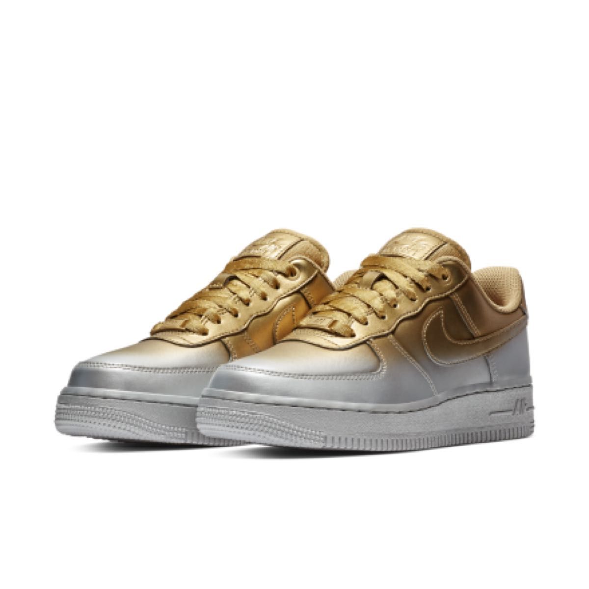 超美品 NIKE エアフォース1 ゴールド×シルバー 25.0cm 金 銀-