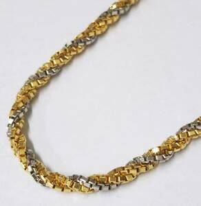 [ cleaning settled ]Pt850 K18 gross weight approximately 90.8g approximately 148cm platinum Gold combination design chain necklace 