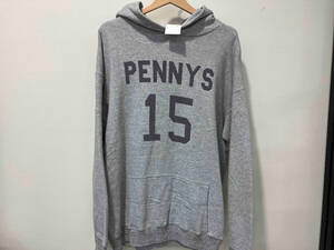 PENNY’S パーカー　ペニーズ　15番　カレッジ　フーディ　m 38 霜降りグレー　カンガルーポケット　染み込みプリント　pennys