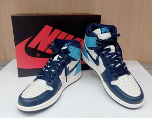 NIKE ナイキ AIR JORDAN1 エアジョーダン RETRO HIGH OG OBSIDIAN オブシディアン 555088-140 箱あり替えヒモあり 27.5 ホワイトブルー通年