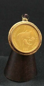 [ наличие регулировка быстрое решение ]K24 |K18 монета верх 1/5 унция 11.3g Elizabeth женщина . дельфин Gold подвеска с цепью 