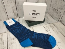 BERLUTI ベルルッティ カリグラフィー メンズ 靴下 Mサイズ ブルー_画像1