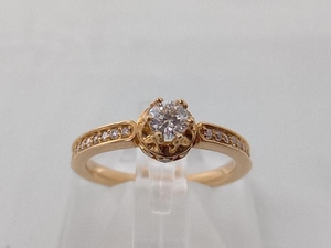 新品仕上済み 【K18】指輪 リング 2.7g ９号 ダイヤモンド 0.25ct 金 貴金属 ゴールド アクセサリー レディース 中古