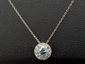 Pt900／Pt850 ダイヤモンド 一粒ダイヤ0.412ct メレ0.014ct 44.5cm 2.6g ネックレス プラチナ ソーティング付