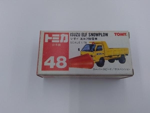 トミカ No.48 いすず エルフ除雪車 黄 オレンジ窓 11Fホイール フロントISUZU刻印あり 赤箱 ロゴ赤字 日本製 トミー