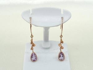 [K10] amethyst hook earrings gold precious metal Gold accessory lady's used 