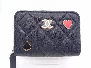 美品 CHANEL／マトラッセ キャビアスキン／トランプ／H9CG8E9E／コインケース