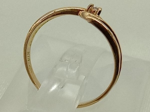 【K18】金 ゴールド 4号リング ダイヤモンド付き貴金属 レディース アクセサリー 指輪 中古