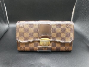 【即決】LOUIS VUITTON ルイヴィトン ダミエ ポルトフォイユ システィナ エベヌ N61747 ロングウォレット 長財布 レディース ゴールド金具